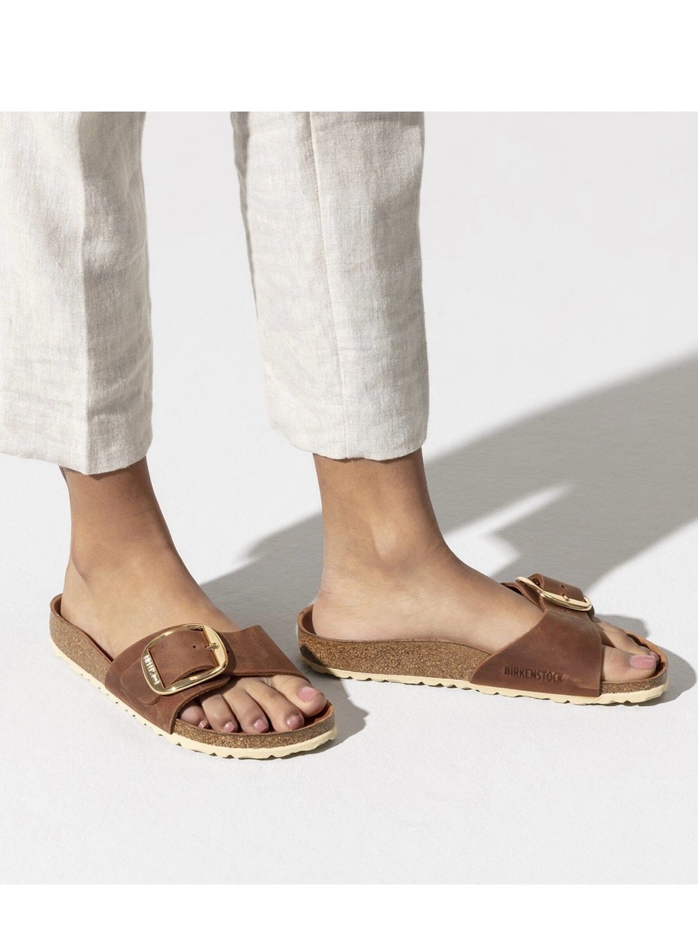 Birkenstock Brown Suede Madrid Single-BIG Buckle Sandal, Size EU38/US7.5